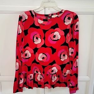 Kate spade red flowered blouse